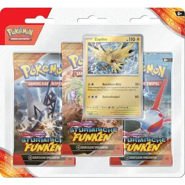 Pokémon TCG - Box - Stürmische Funken: Zapdos - 3-Pack Blister - Deutsch