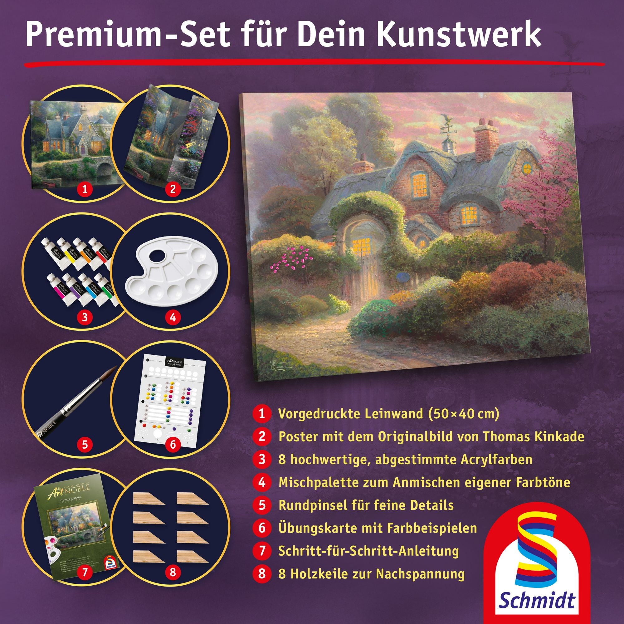 Artnoble Kinkade Rosebud Cottage Malen 40x50cm