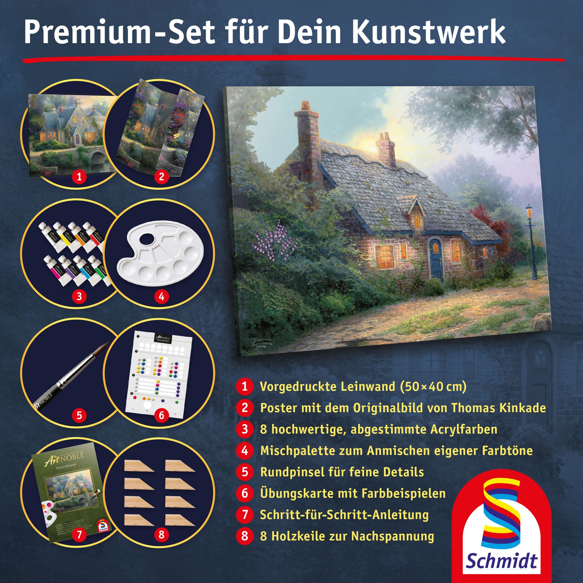 Artnoble Kinkade Moonlight Cottage Malen 40x50cm