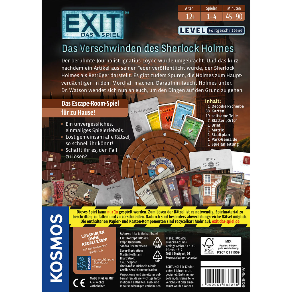 EXIT – Das Spiel: Das Verschwinden des Sherlock Holmes - ab 12 Jahren