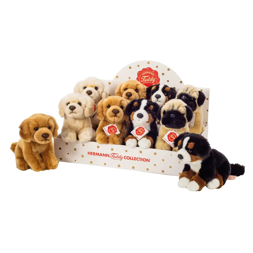 Hund sitzend 15 cm - zweifarbig