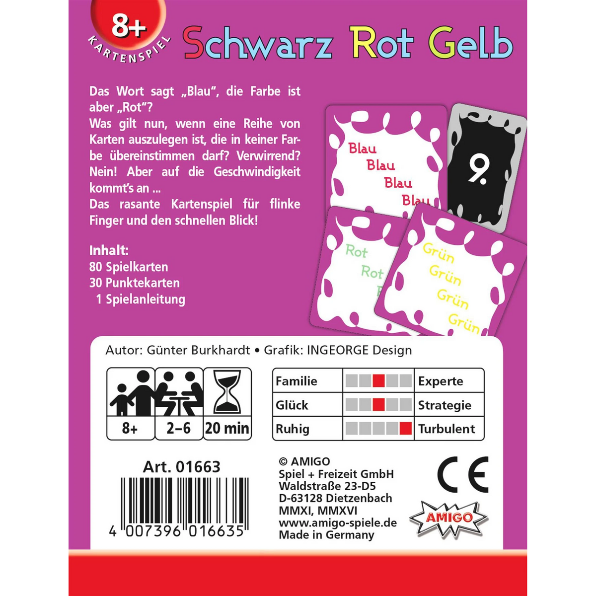 Schwarz Rot Gelb Kartenspiel - ab 8 Jahren