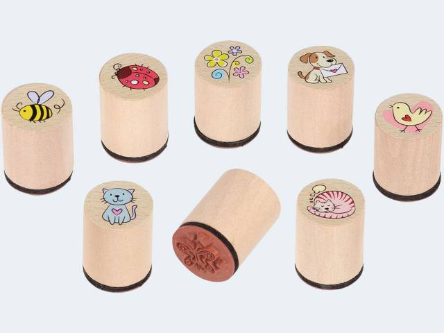 goki Stempel 8f sortiert Biene Hund Katze Blume