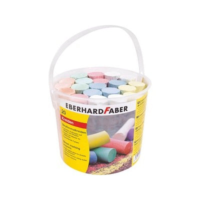 20 Straßenmalkreiden 7 Farben rund 85x20mm i Eimer - ab 3 Jahren