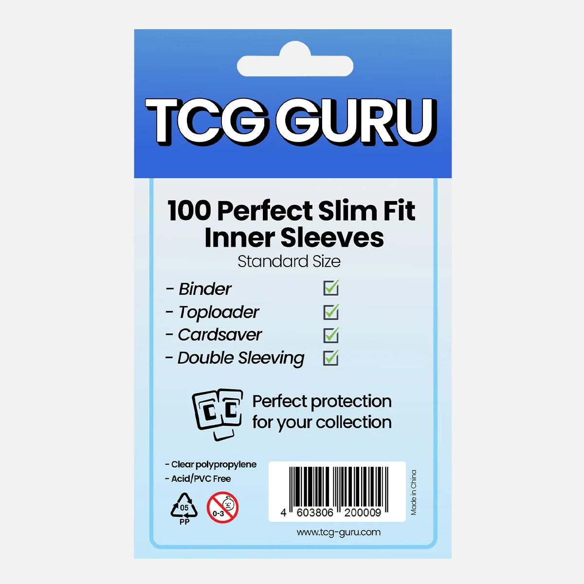 TCG GURU - Inner Sleeves Standardgröße - Transparent (100 Sleeves)