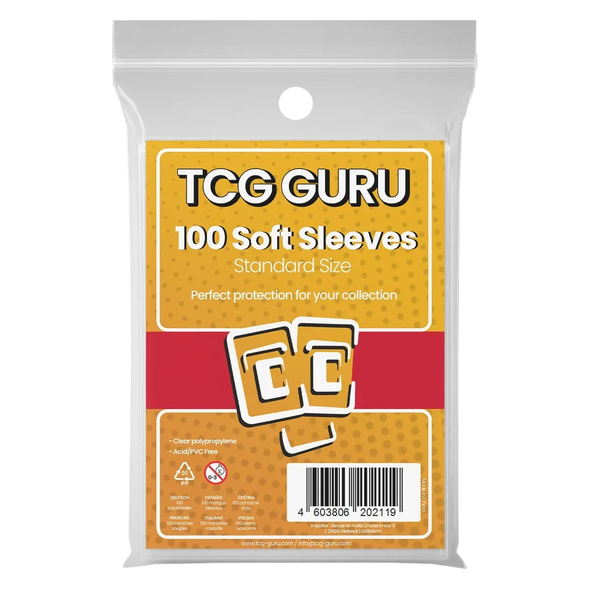 TCG GURU - Standard Penny Sleeves - Transparent (100 Sleeves)