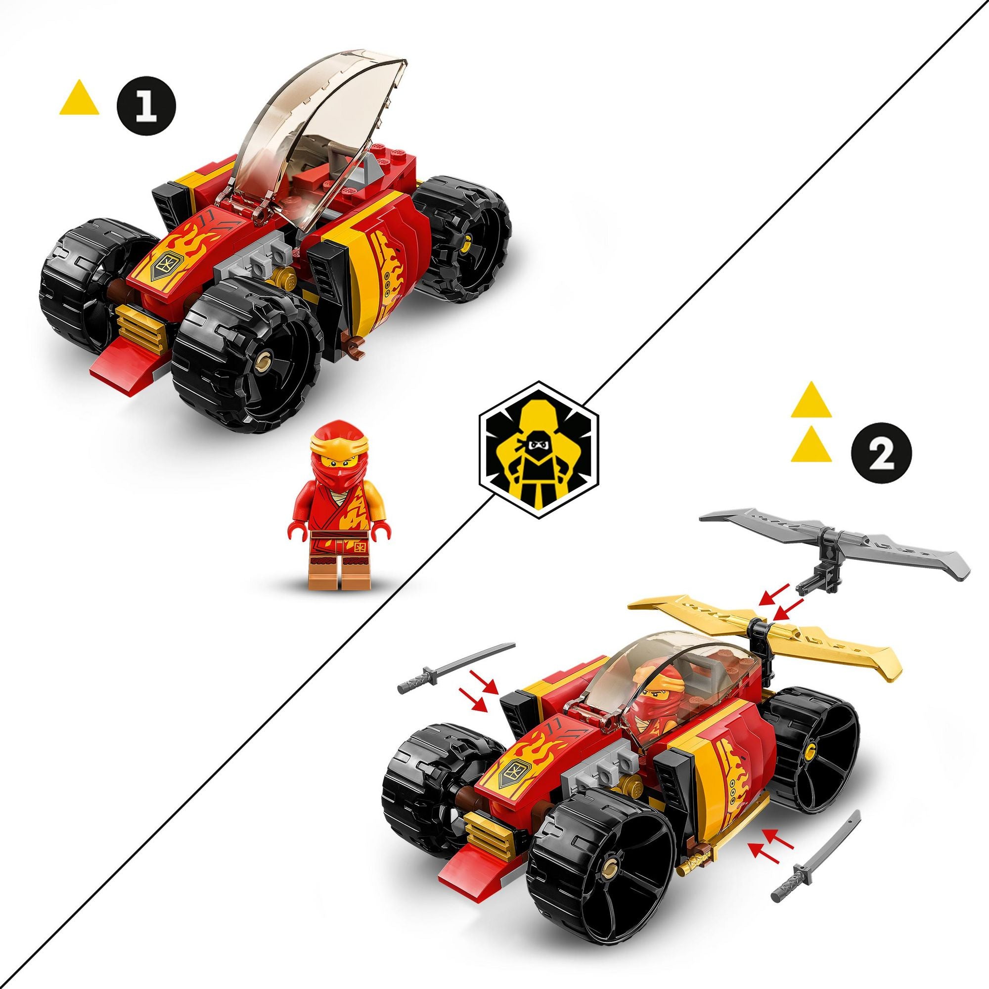 LEGO - NINJAGO 71780 Kais Ninja-Rennwagen EVO Spielzeug mit Minifigur - ab 6 Jahren