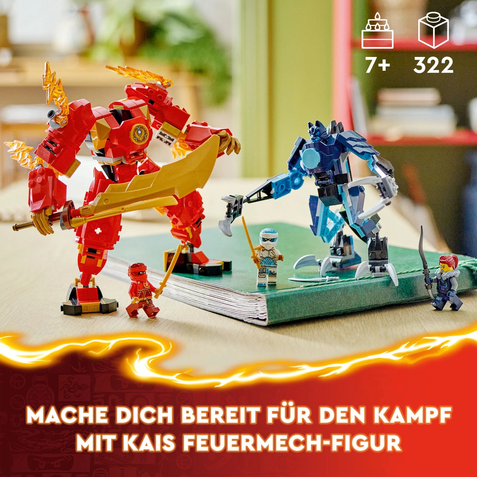 LEGO - NINJAGO 71808 Kais Feuermech, Action-Spielzeug mit 2 Actionfiguren - ab 7 Jahren