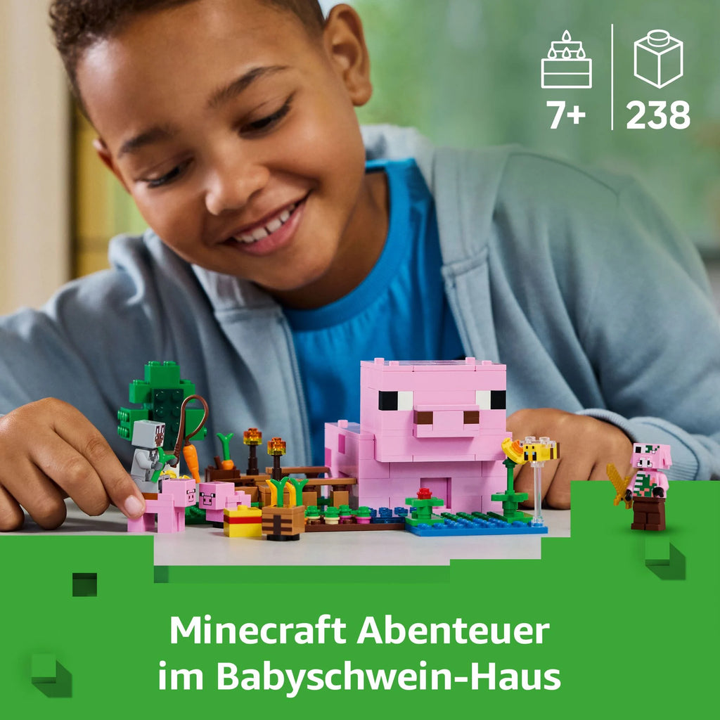 LEGO -  Minecraft 21268 Das Babyschwein-Haus, Gamer Spielzeug für Kinder - ab 7 Jahren