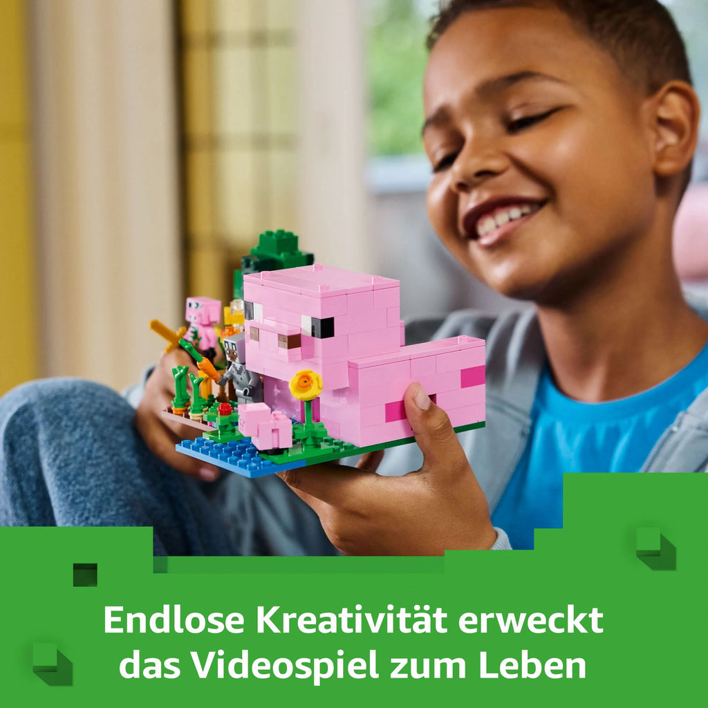 LEGO -  Minecraft 21268 Das Babyschwein-Haus, Gamer Spielzeug für Kinder - ab 7 Jahren