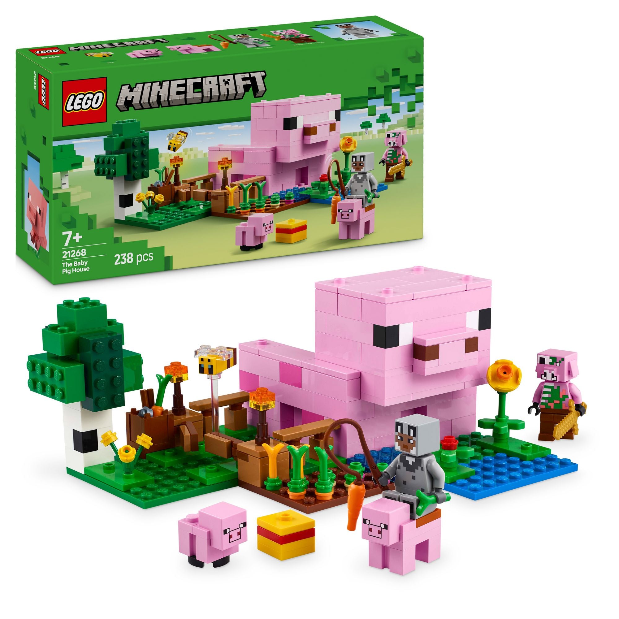 LEGO -  Minecraft 21268 Das Babyschwein-Haus, Gamer Spielzeug für Kinder - ab 7 Jahren