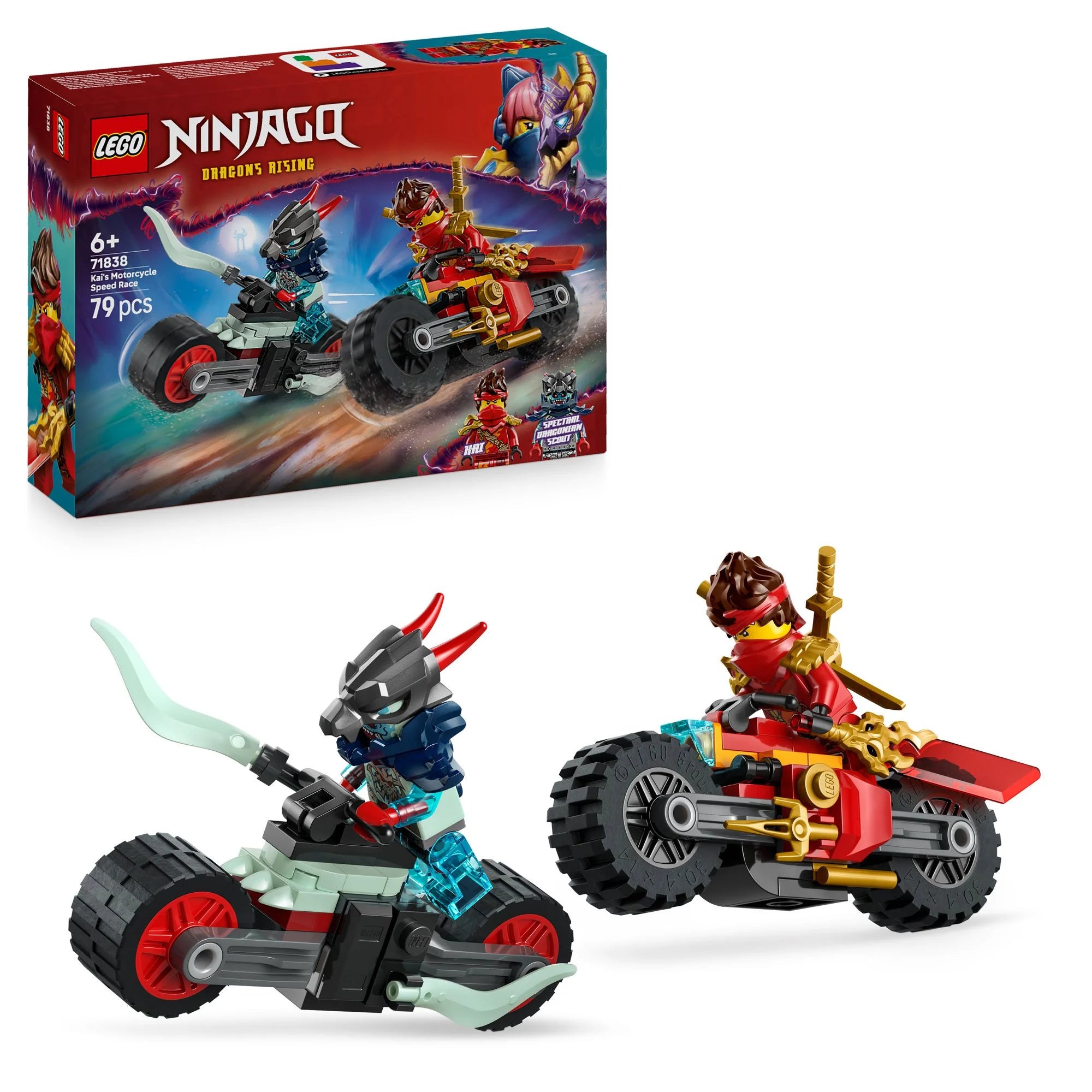 LEGO - NINJAGO Kais Motorradrennen - Set mit Ninja-Bikes - 71838 - ab 6 Jahren