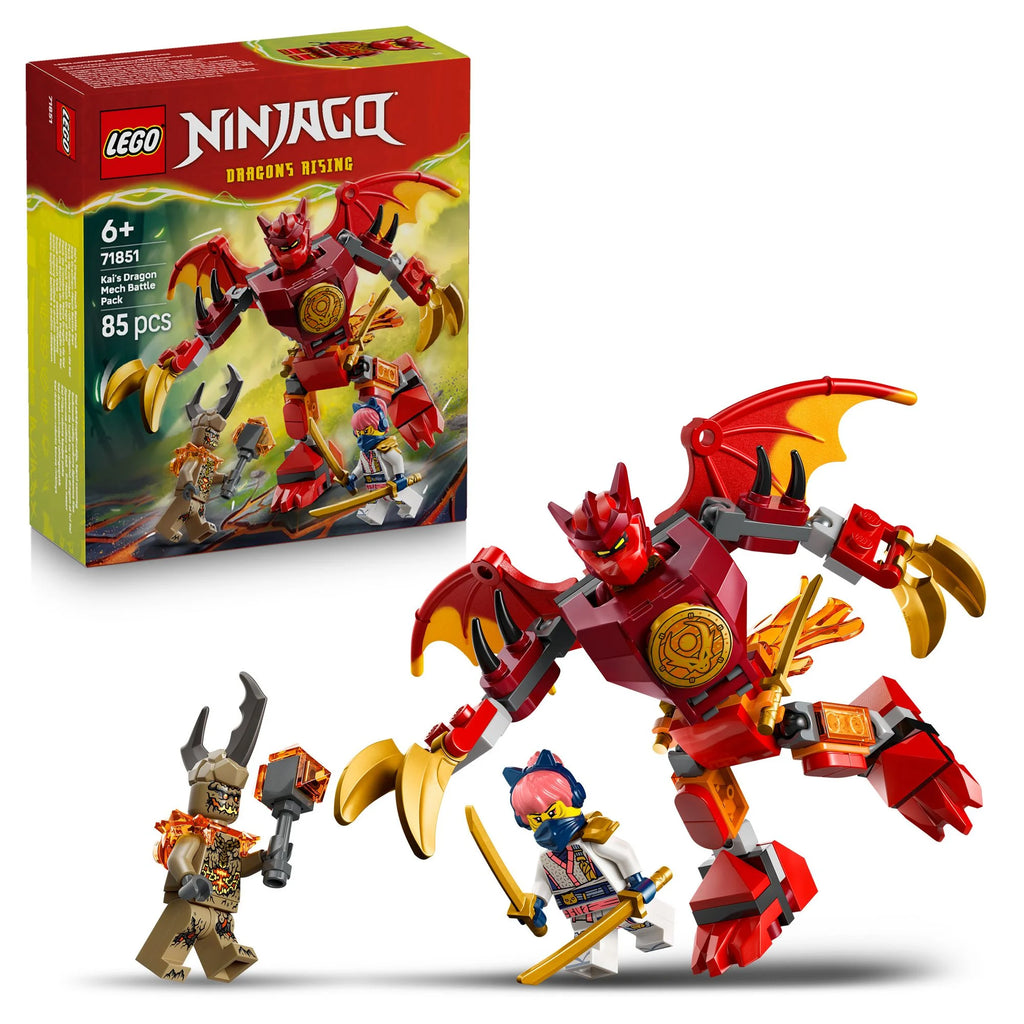LEGO - NINJAGO 71851 Kais Drachen-Mech Battle Set, Spielzeug mit 3 Figuren - ab 6 Jahren