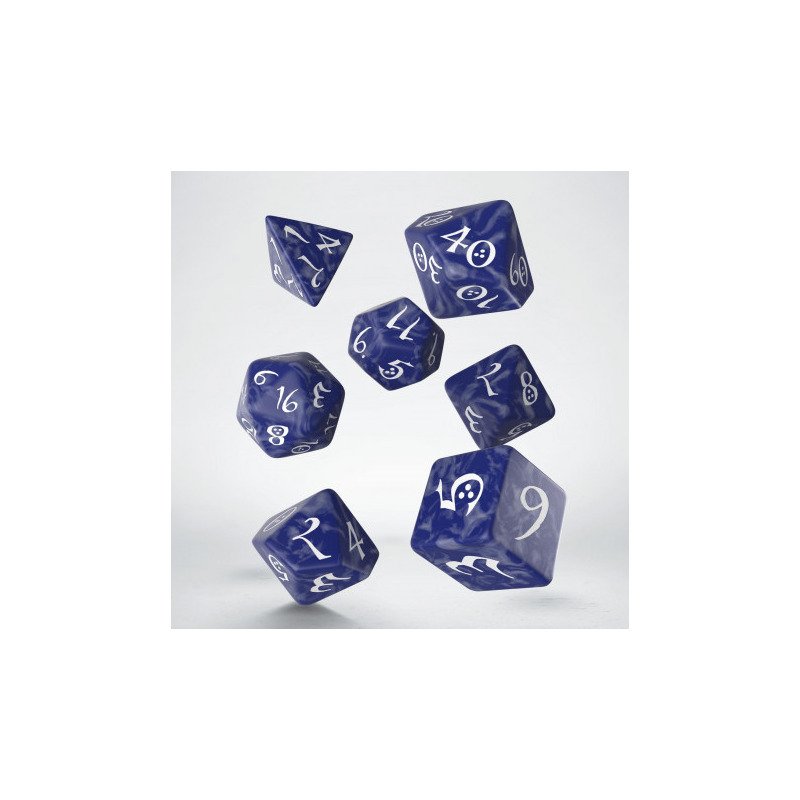 Q Workshop - Classic RPG: 7er RPG Würfel Set - Cobalt & white