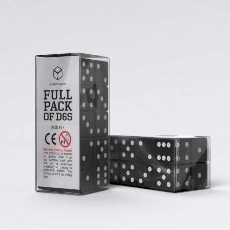 Q Workshop - Full Pack: 20er Set D6 Würfel - Black&White