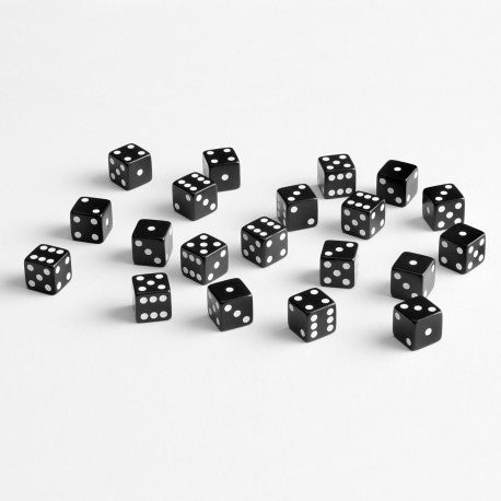 Q Workshop - Full Pack: 20er Set D6 Würfel - Black&White