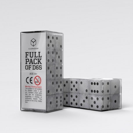 Q Workshop - Full Pack: 20er Set D6 Würfel - Pearl&Black
