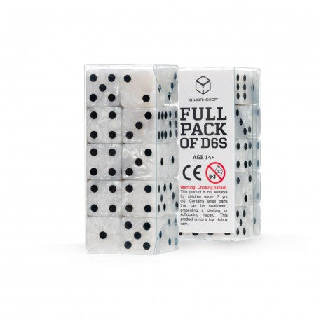 Q Workshop - Full Pack: 20er Set D6 Würfel - Pearl&Black