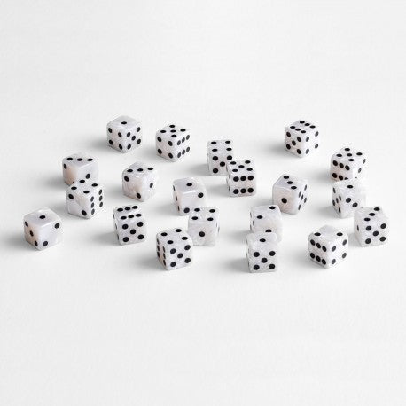 Q Workshop - Full Pack: 20er Set D6 Würfel - Pearl&Black