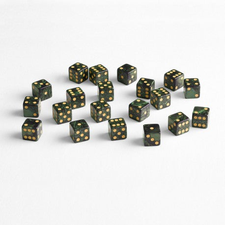 Q Workshop - Full Pack: 20er Set D6 Würfel - Bottle green & Gold