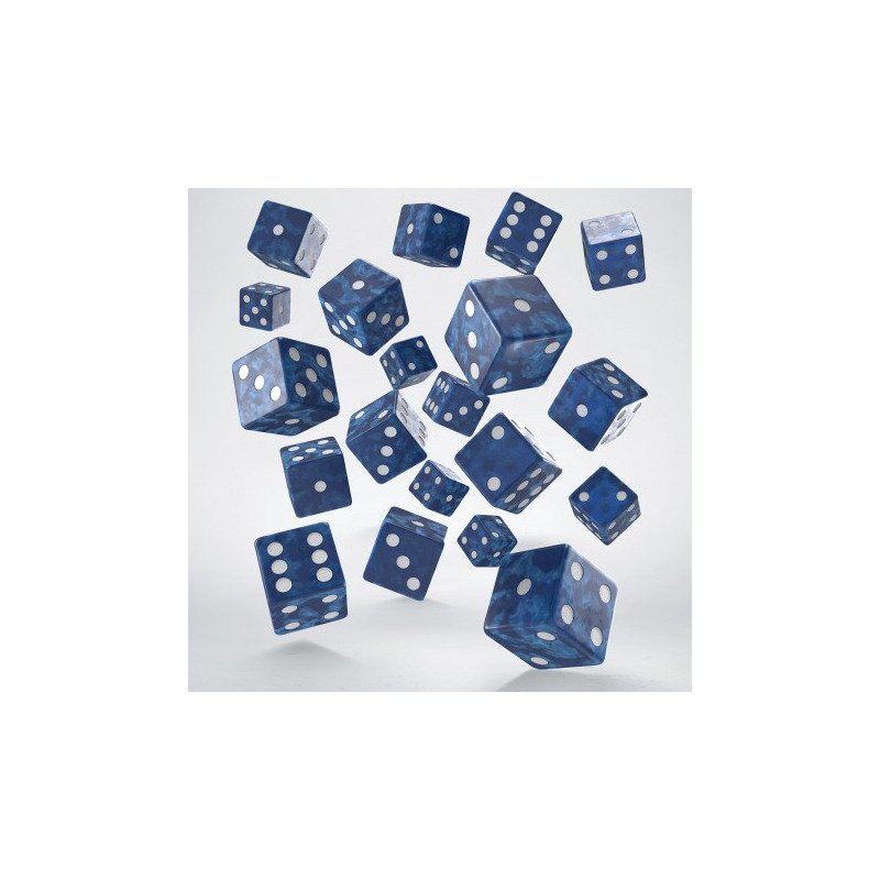 Q Workshop - Full Pack: 20er Set D6 Würfel - Cobalt&White