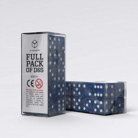 Q Workshop - Full Pack: 20er Set D6 Würfel - Cobalt&White