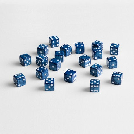 Q Workshop - Full Pack: 20er Set D6 Würfel - Cobalt&White