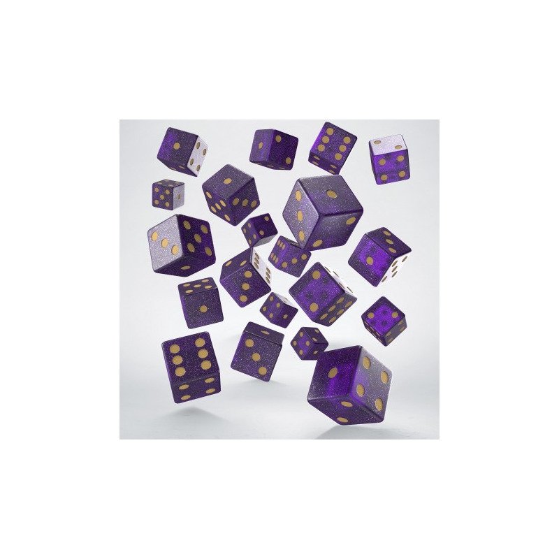 Q Workshop - Full Pack: 20er Set D6 Würfel - Shimmering Purple & Gold