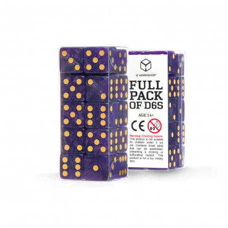 Q Workshop - Full Pack: 20er Set D6 Würfel - Shimmering Purple & Gold