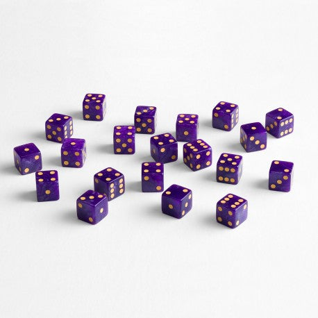 Q Workshop - Full Pack: 20er Set D6 Würfel - Shimmering Purple & Gold
