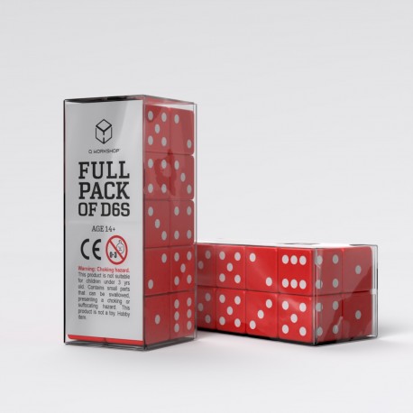 Q Workshop - Full Pack: 20er Set D6 Würfel - Red&White
