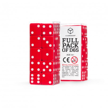 Q Workshop - Full Pack: 20er Set D6 Würfel - Red&White