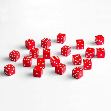Q Workshop - Full Pack: 20er Set D6 Würfel - Red&White