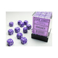 Chessex - 36er Box Würfel - Opaque Purple/white 12mm D6 Dice Block (36 dice)