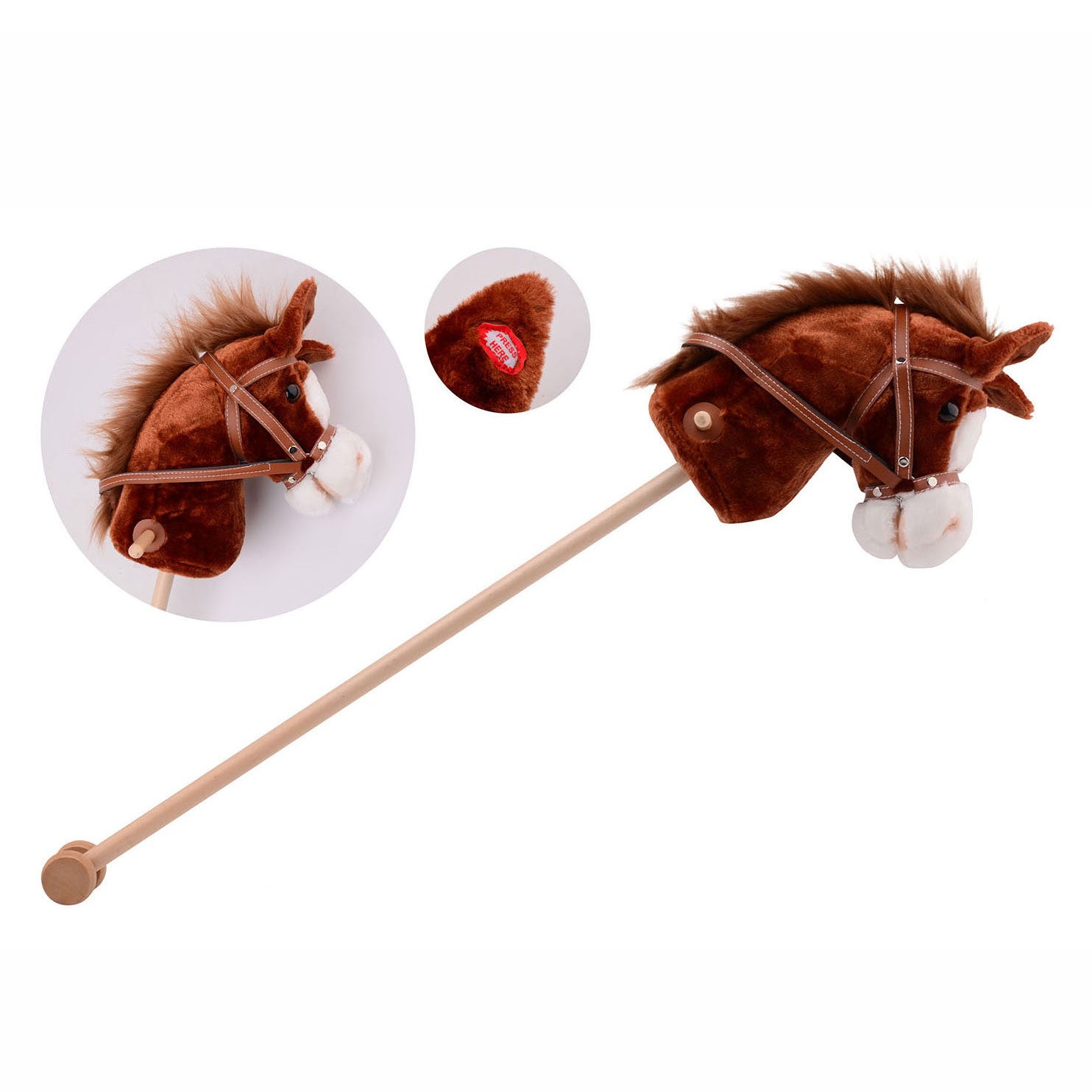 Steckenpferd - Farbe: Rot/Braun (Fuchs) - mit Sound - 100cm - ab 2 Jahren