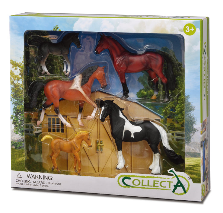 CollectA - 89261 - 5 ST PFERDE-LEBEN SET WINDOW BOX