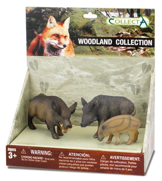 CollectA - 89271 - 3 ST WALDLEBEN WILDSCHWEINE SET PLATFORM