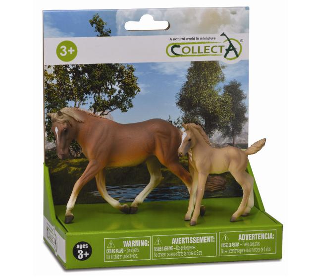 CollectA - 89565 - 2 ST PFERDE LEBEN SET PLATFORM
