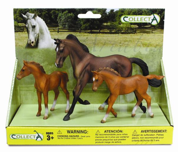 CollectA - 89694 - 3 ST PFERDE-LEBEN SET PLATFORM