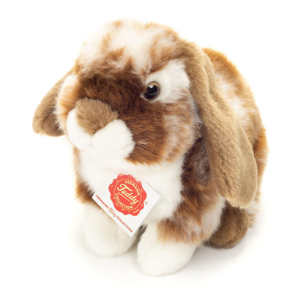 Hase sitzend dunkelbraun/weiß gescheckt 20 cm