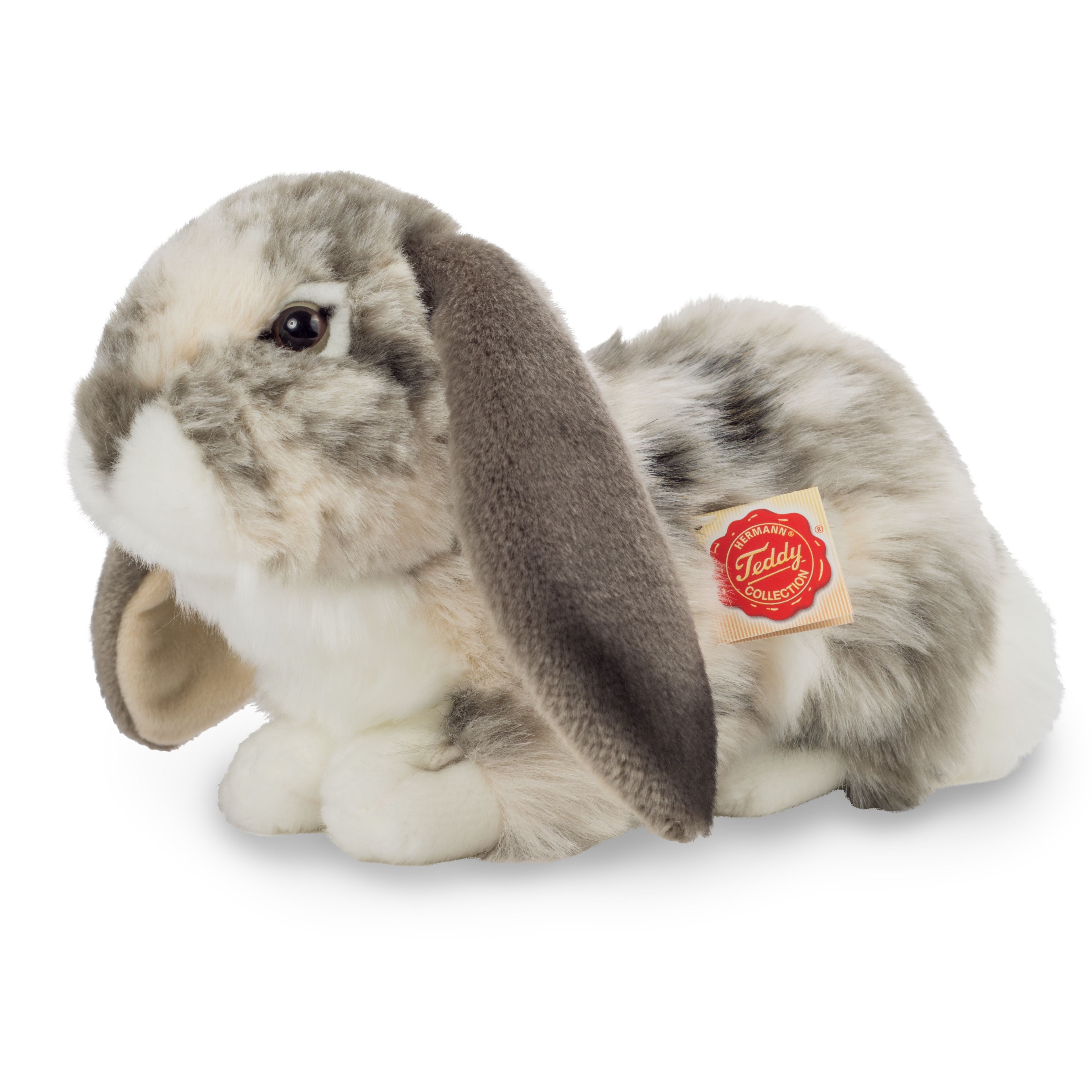 Widderkaninchen liegend grau-weiß 30 cm