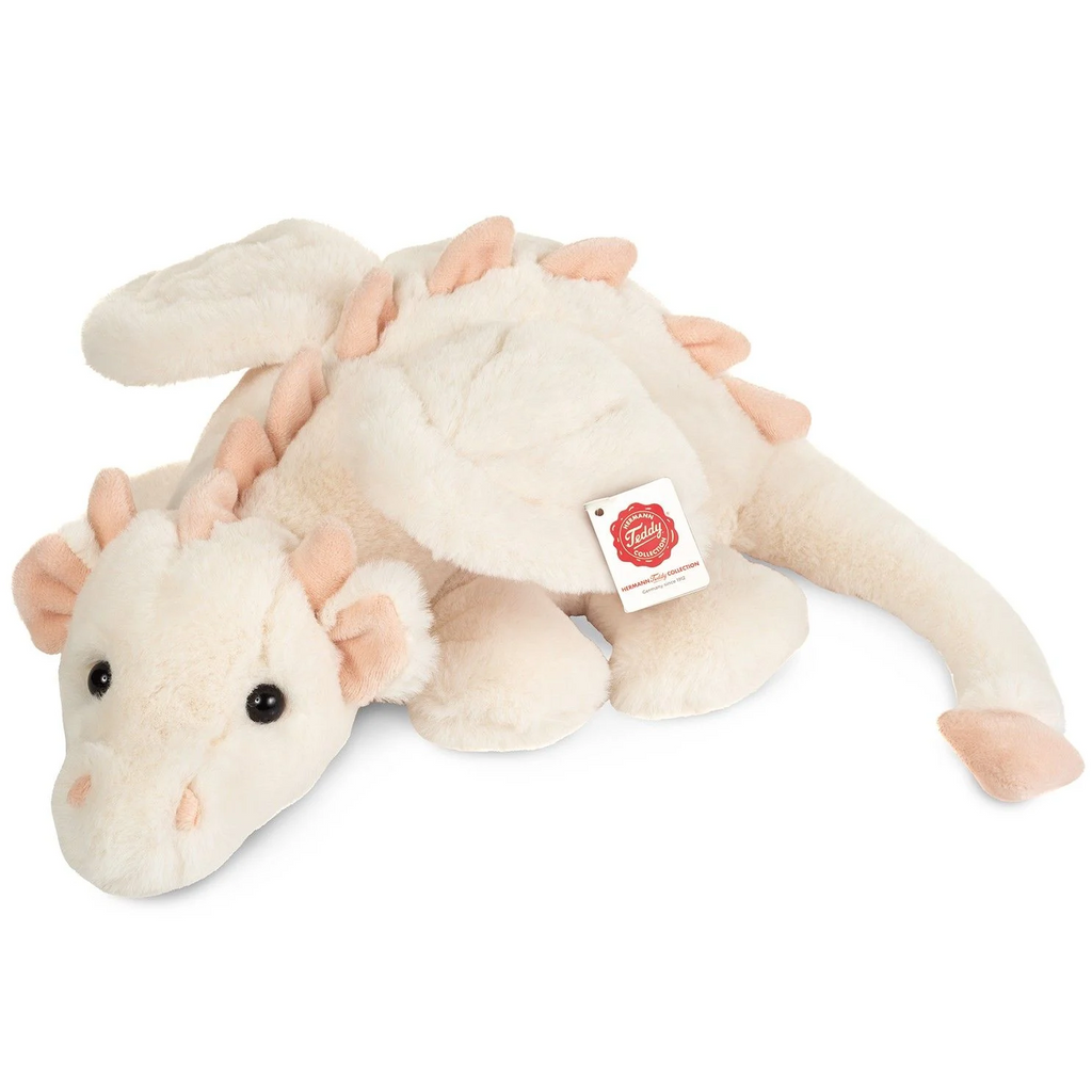 Drache Fluffy weiß-rosa 32 cm