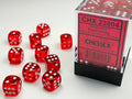 Chessex - 36er Box Würfel - Translucent Red/white 12mm D6 Dice Block (36 dice)
