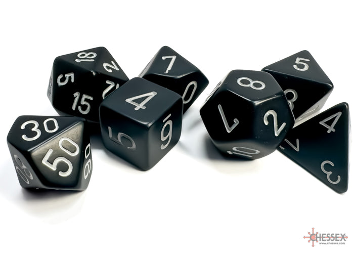 Chessex - 7er Set Würfel - Opaque Black/white Polyhedral 7-Dice Set