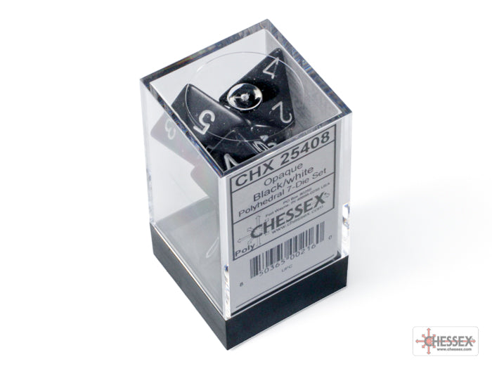 Chessex - 7er Set Würfel - Opaque Black/white Polyhedral 7-Dice Set