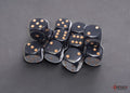 Chessex - 12er Box Würfel - Opaque Black/gold 16mm D6 Dice Block (12 dice)
