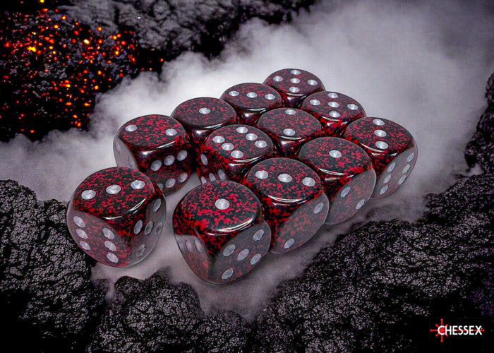 Chessex - 12er Box Würfel - Speckled Silver Volcano 16mm D6 Dice Block (12 dice)