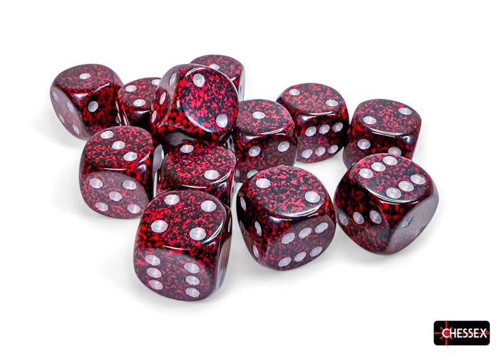 Chessex - 12er Box Würfel - Speckled Silver Volcano 16mm D6 Dice Block (12 dice)