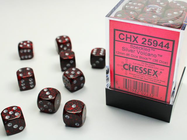 Chessex - 36er Box Würfel - Speckled Silver Volcano 12mm D6 Dice Block (36 dice)