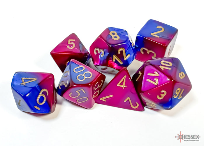 Chessex - 7er Set Würfel - Gemini Blue-Purple/gold Polyhedral 7-Dice Set